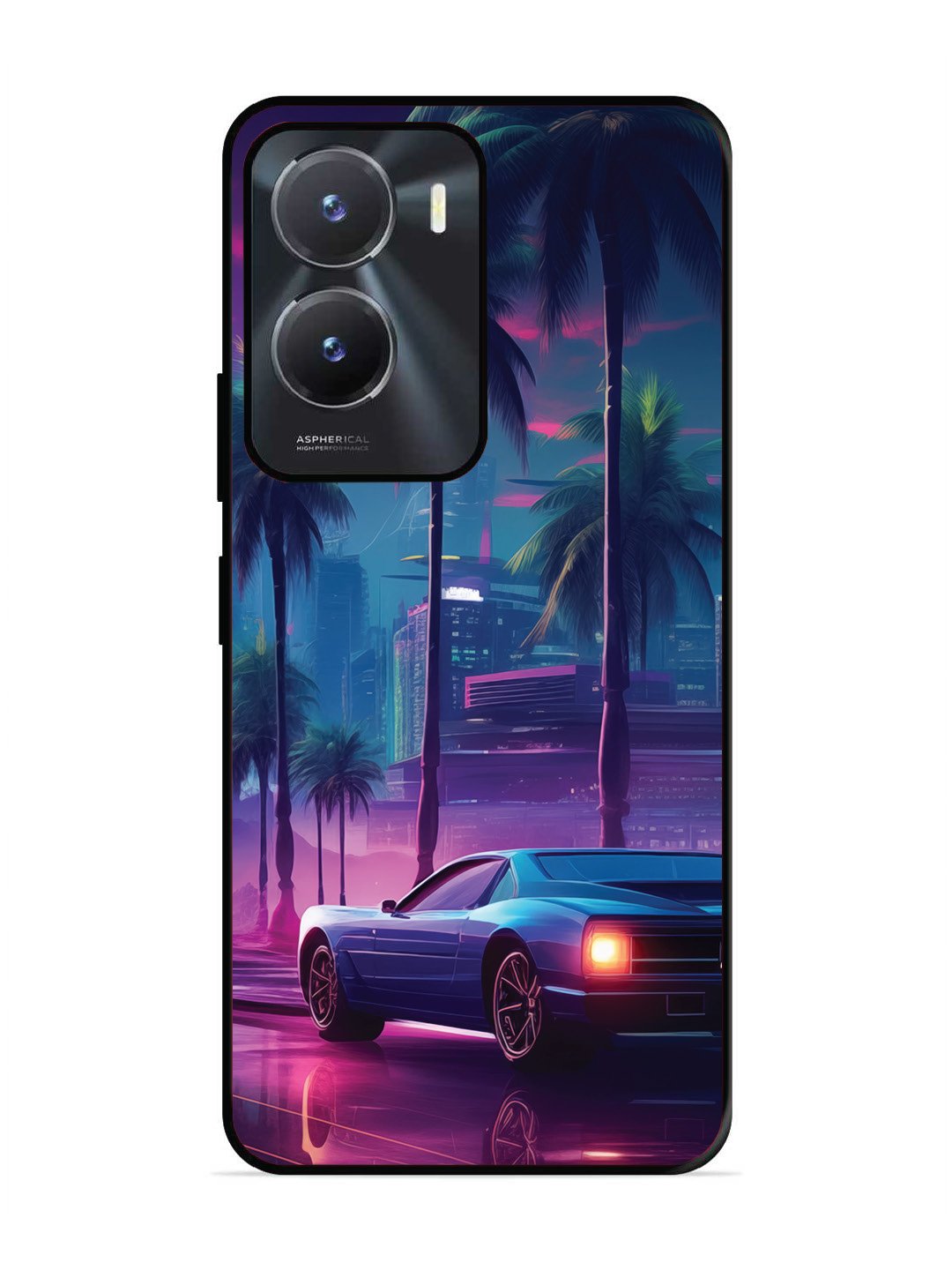 vivo y56 5g sunset-sports-car-city-palm-trees