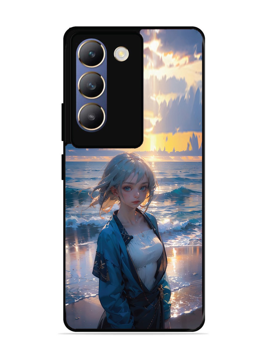Vivo Y200E Anime Girl Beach Ocean Waves