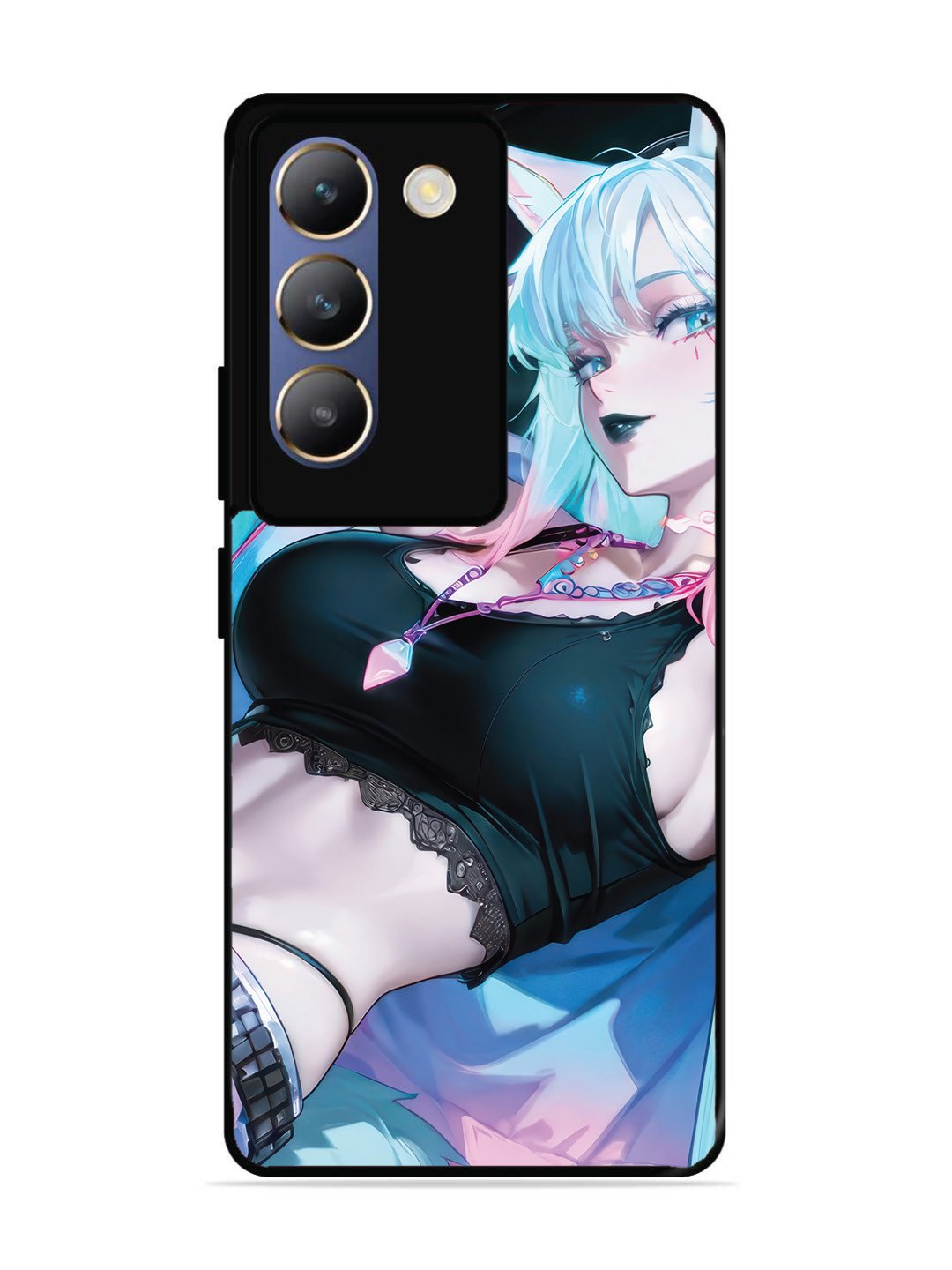 Vivo Y200E anime girl fox headpohone white Hair