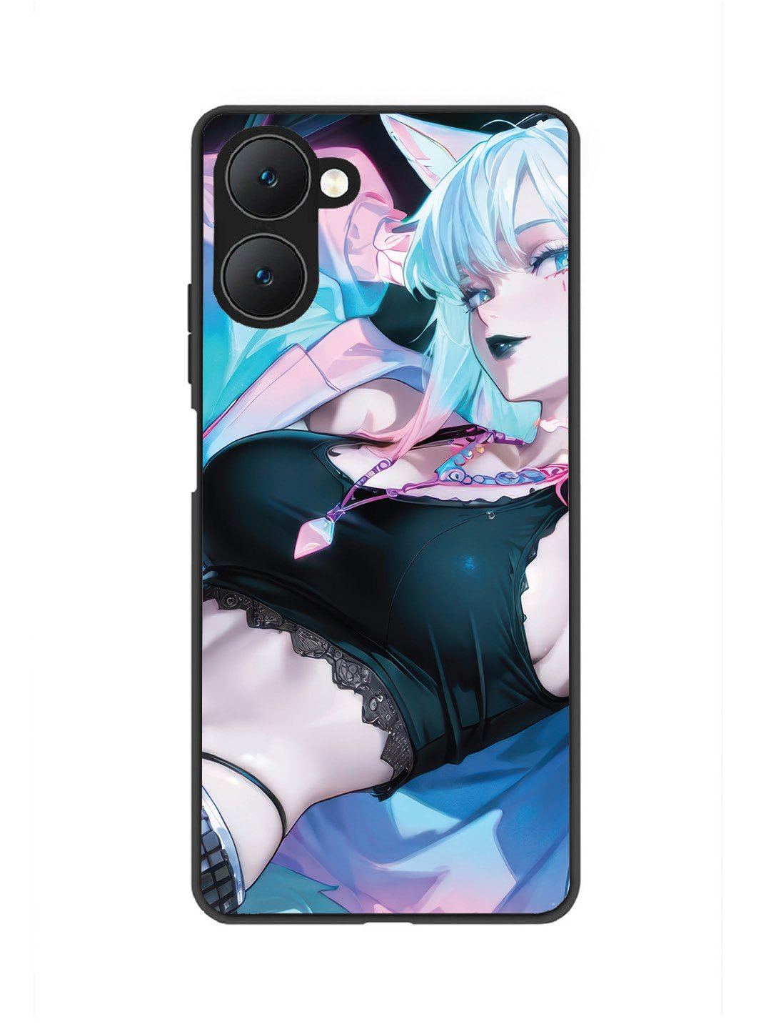 Vivo Y18e 5G anime girl fox headpohone white Hair