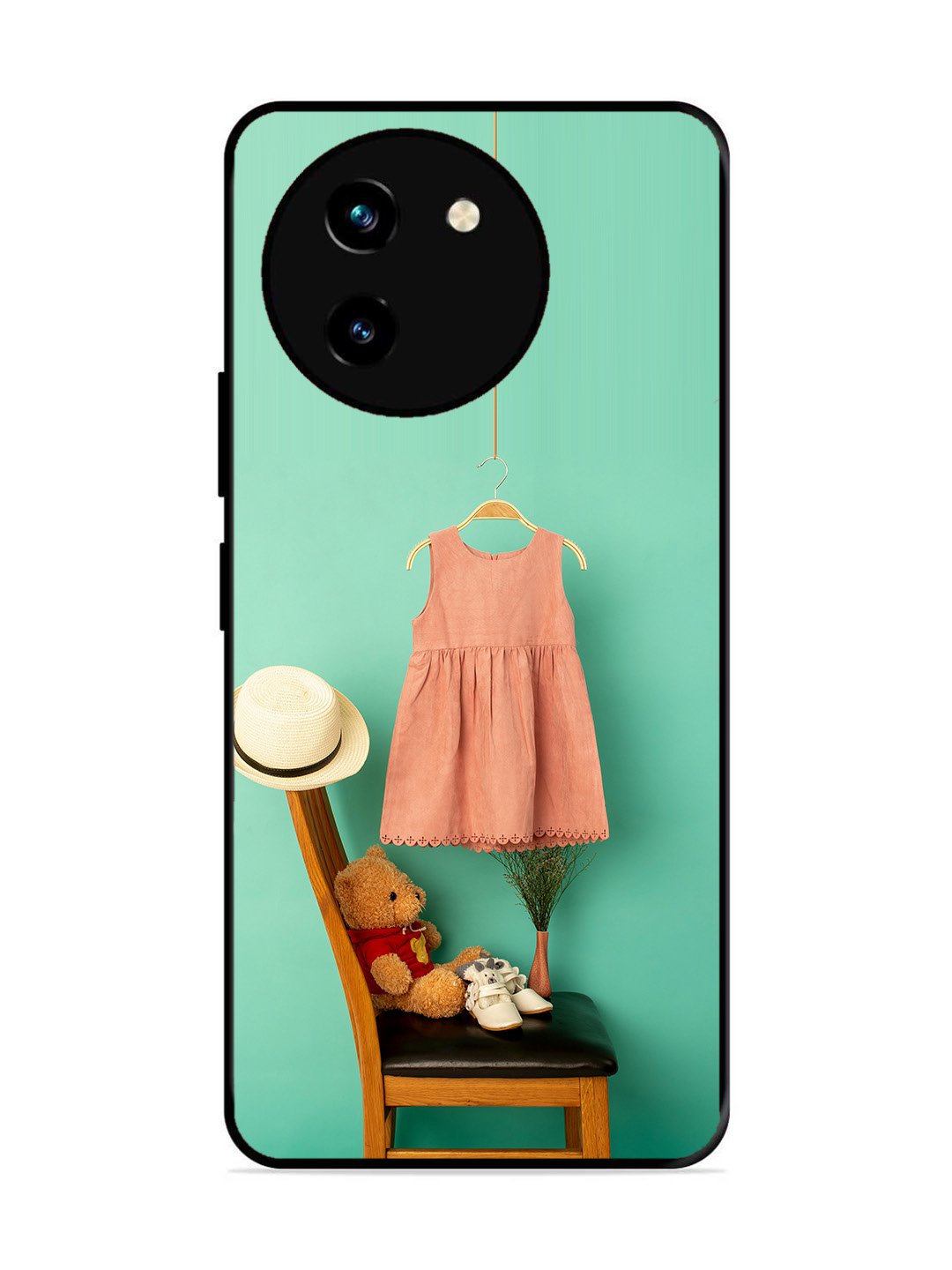 Vivo T3x 5G Trendy dress for girl near toy bear