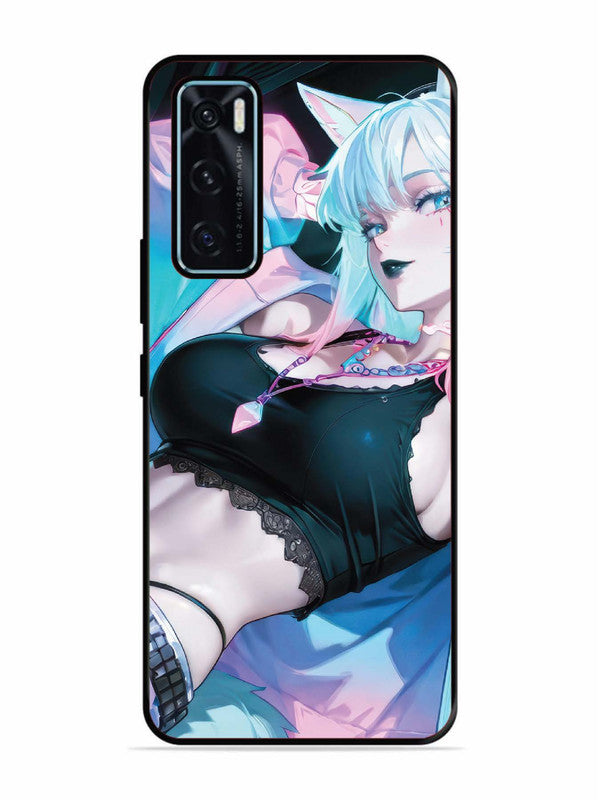 Vivo V20 SE anime girl fox headpohone white Hair
