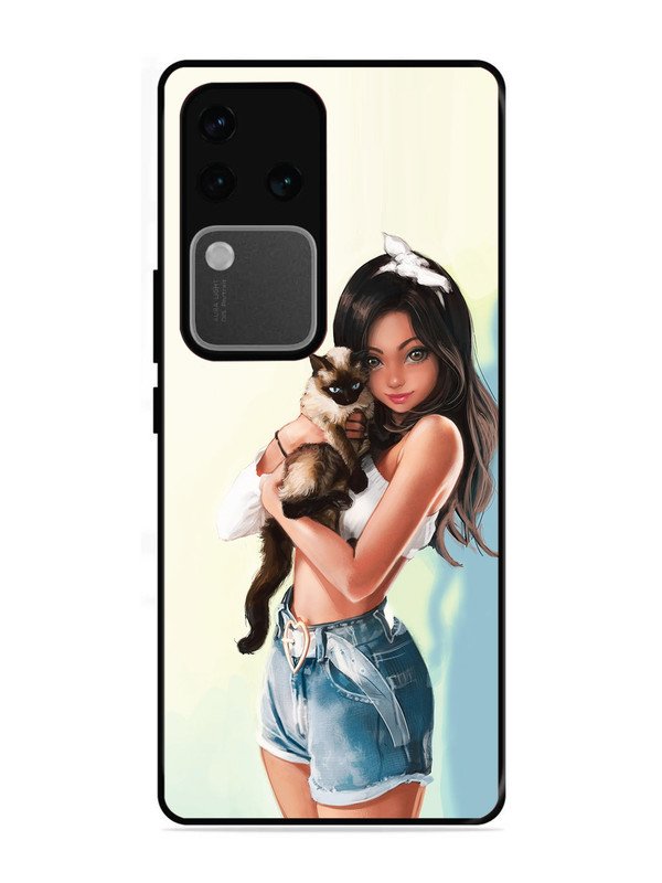 vivo v30 pro 5g Cute Girl with Cat