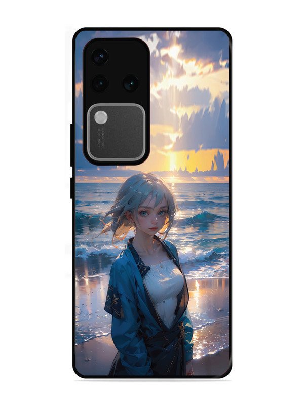 vivo v30 pro 5g Anime Girl Beach Ocean Waves