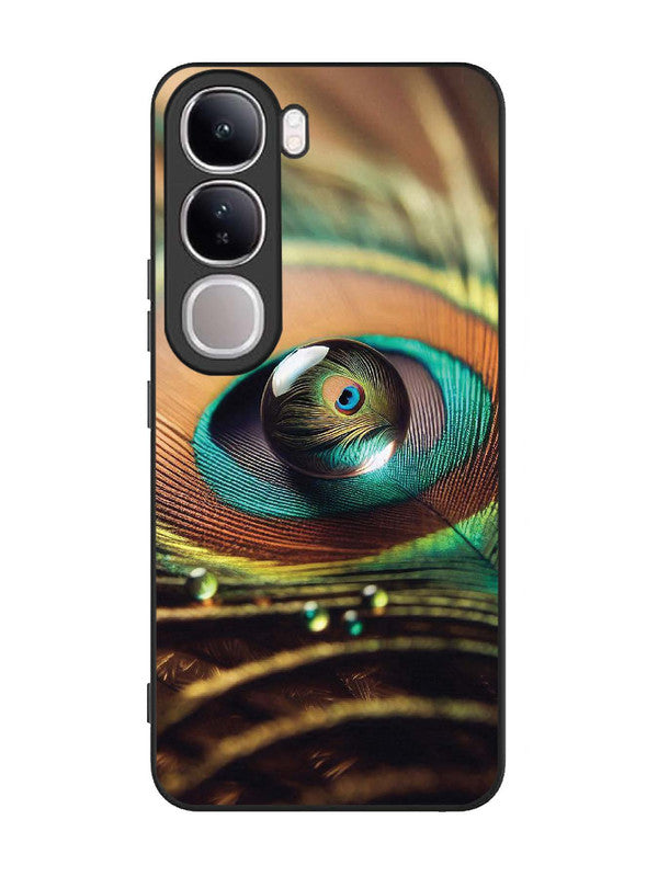 Vivo V40 Lite Water Drop On Peacock Feather