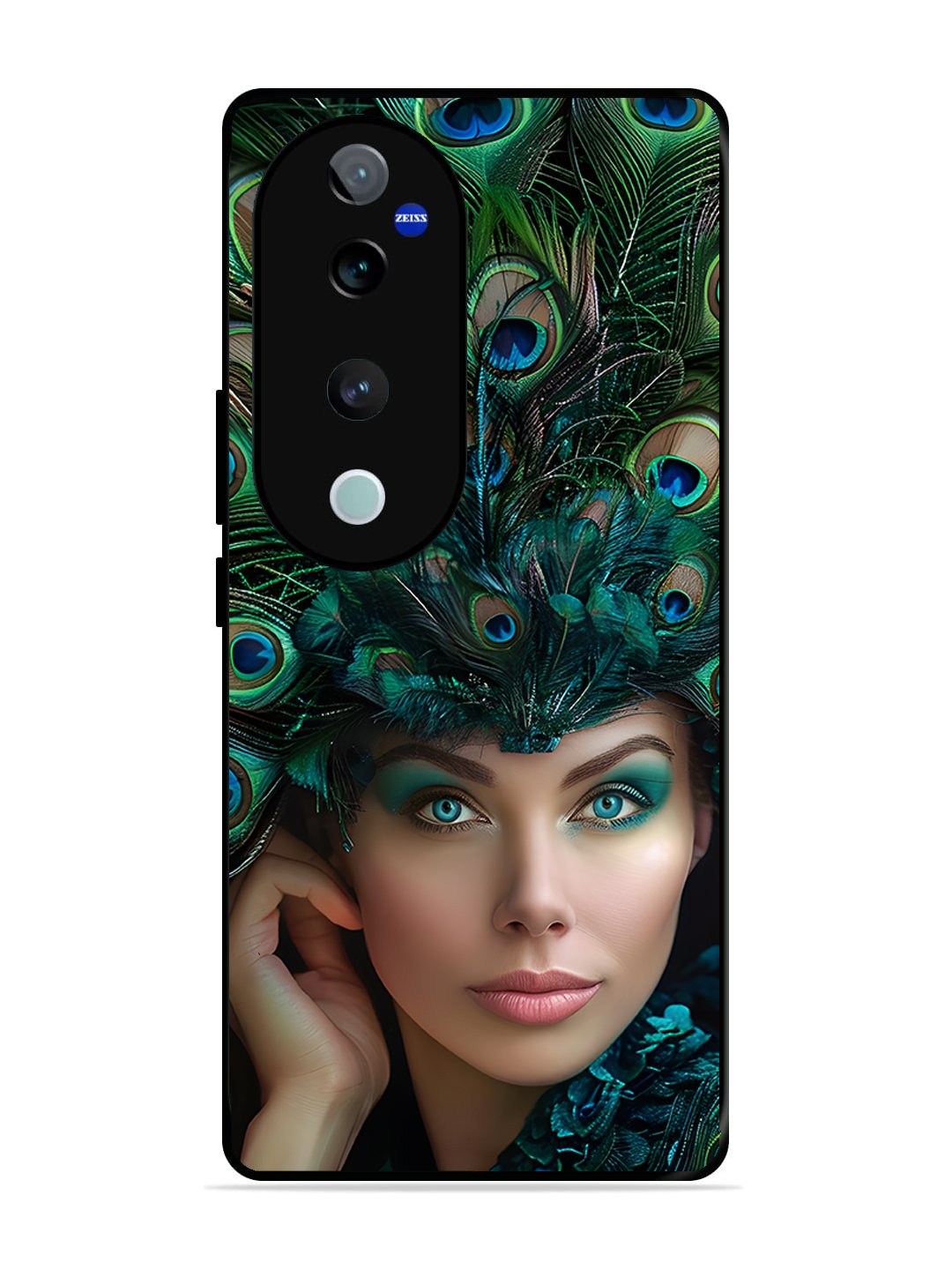 vivo T3 Ultra Girl with peacock feather Crown