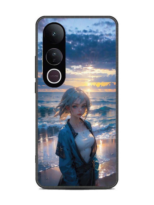 Vivo V50 Lite Anime Girl Beach Ocean Waves