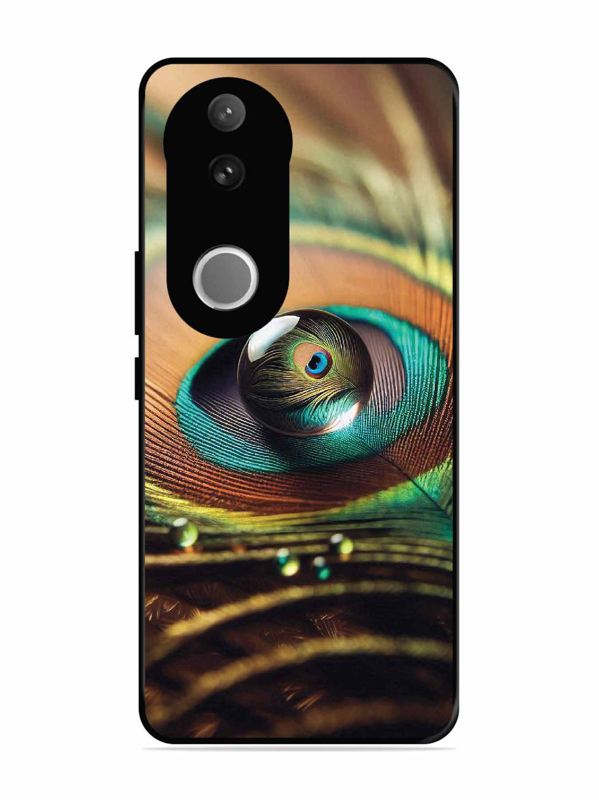 Vivo V50e Water Drop On Peacock Feather