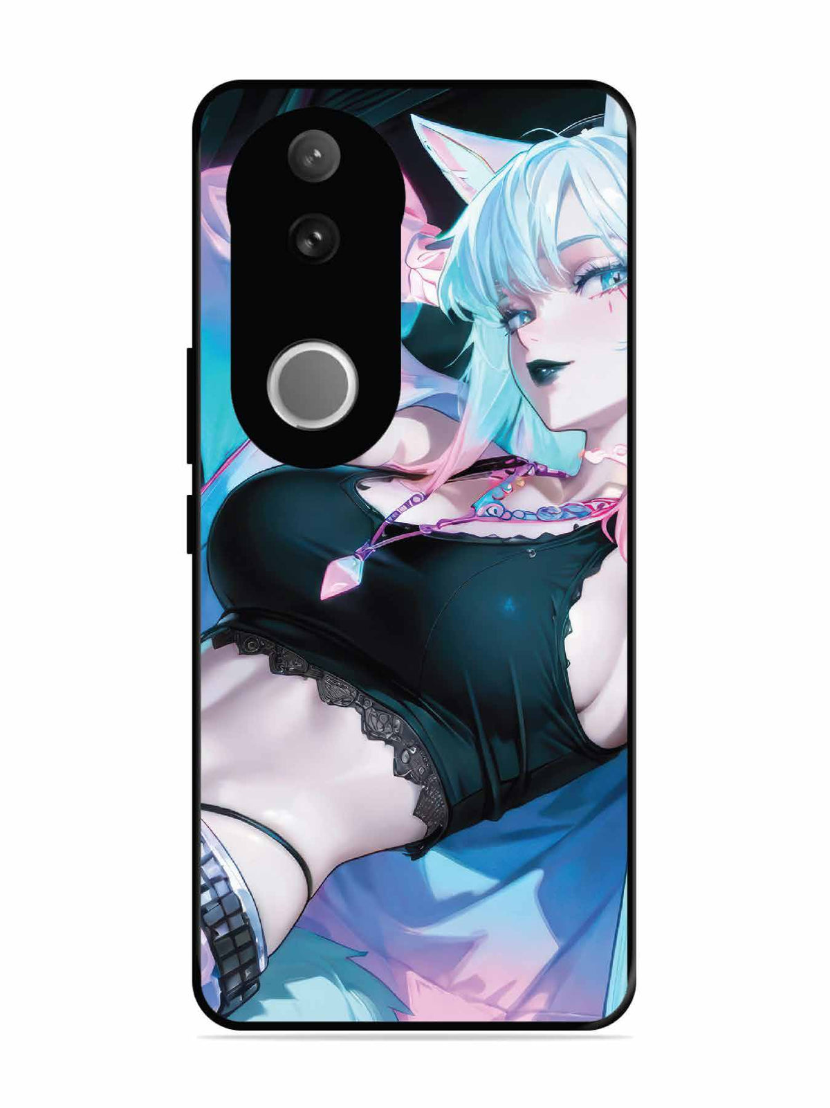 Vivo V50e anime girl fox headpohone white Hair