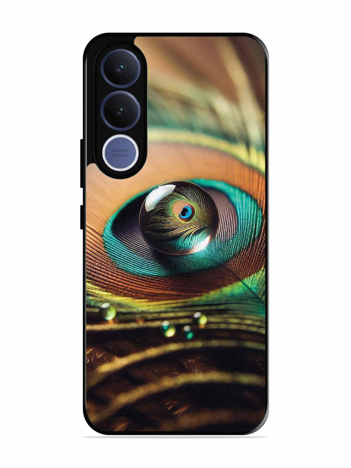 Vivo V70 fe Water Drop On Peacock Feather