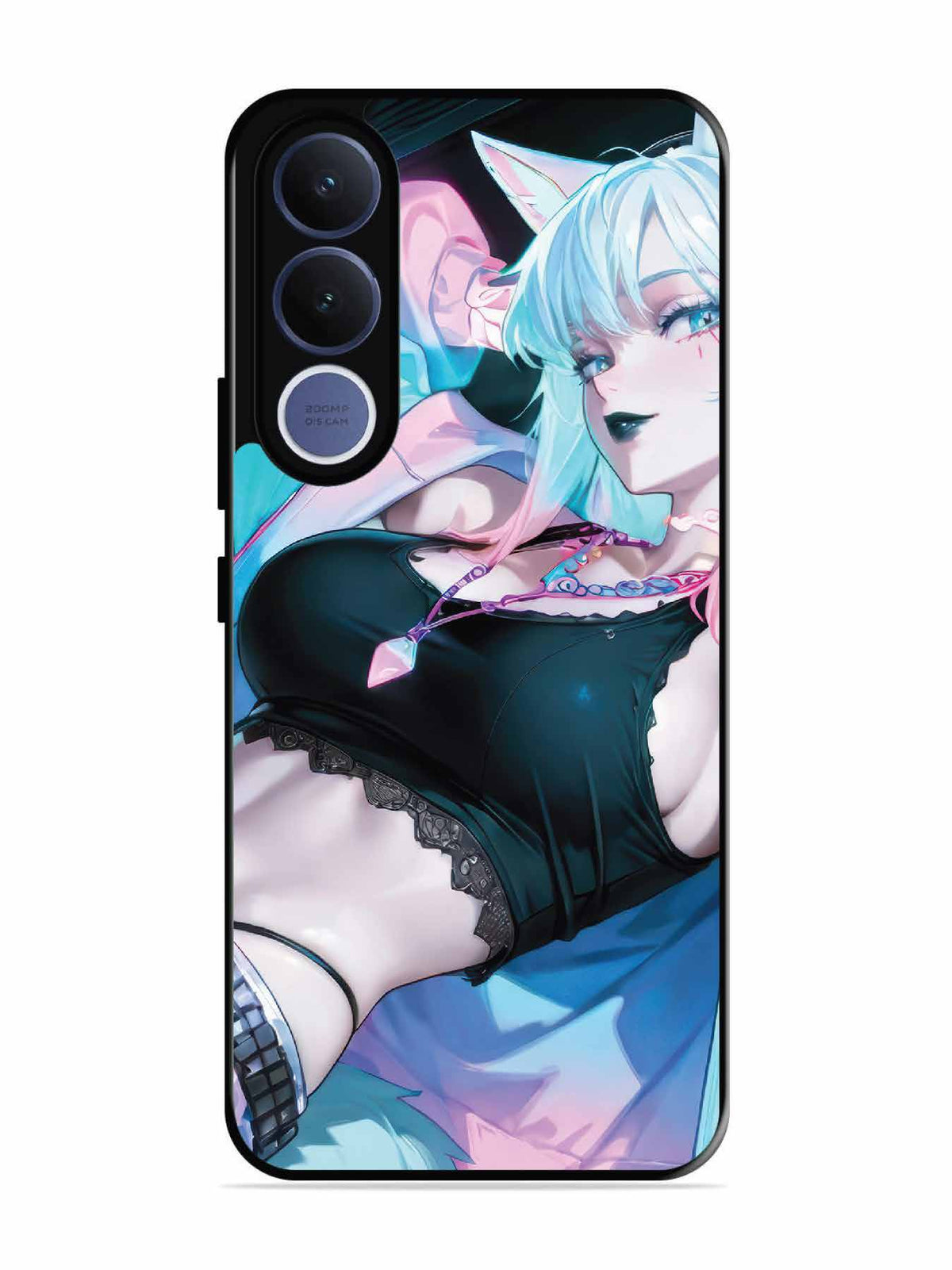 Vivo V70 fe anime girl fox headpohone white Hair