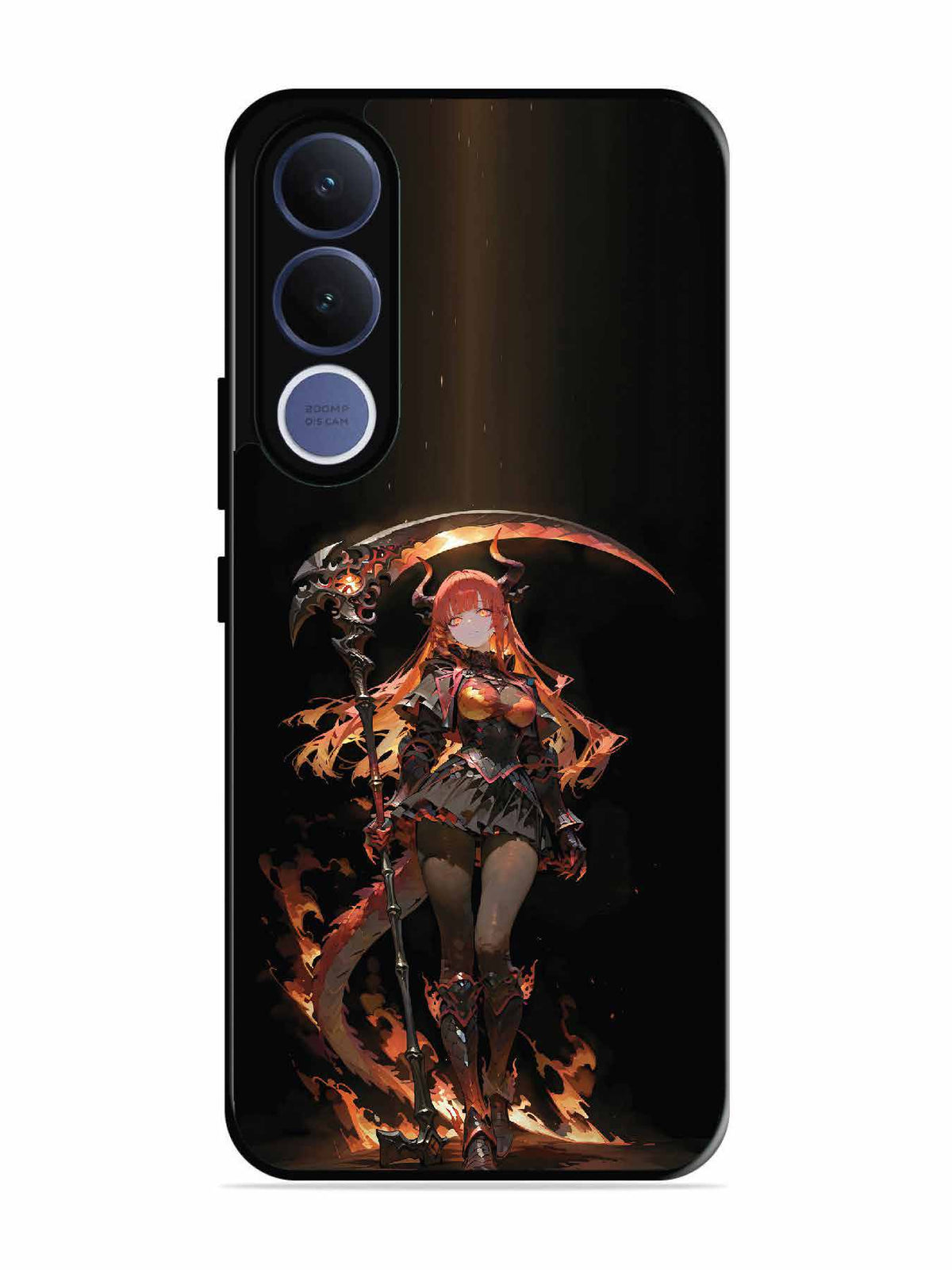 Vivo V70 fe anime-girl-sycthe-red-hair-horn