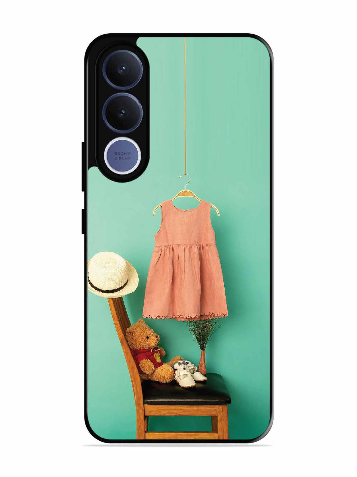 Vivo V70 fe Trendy dress for girl near toy bear