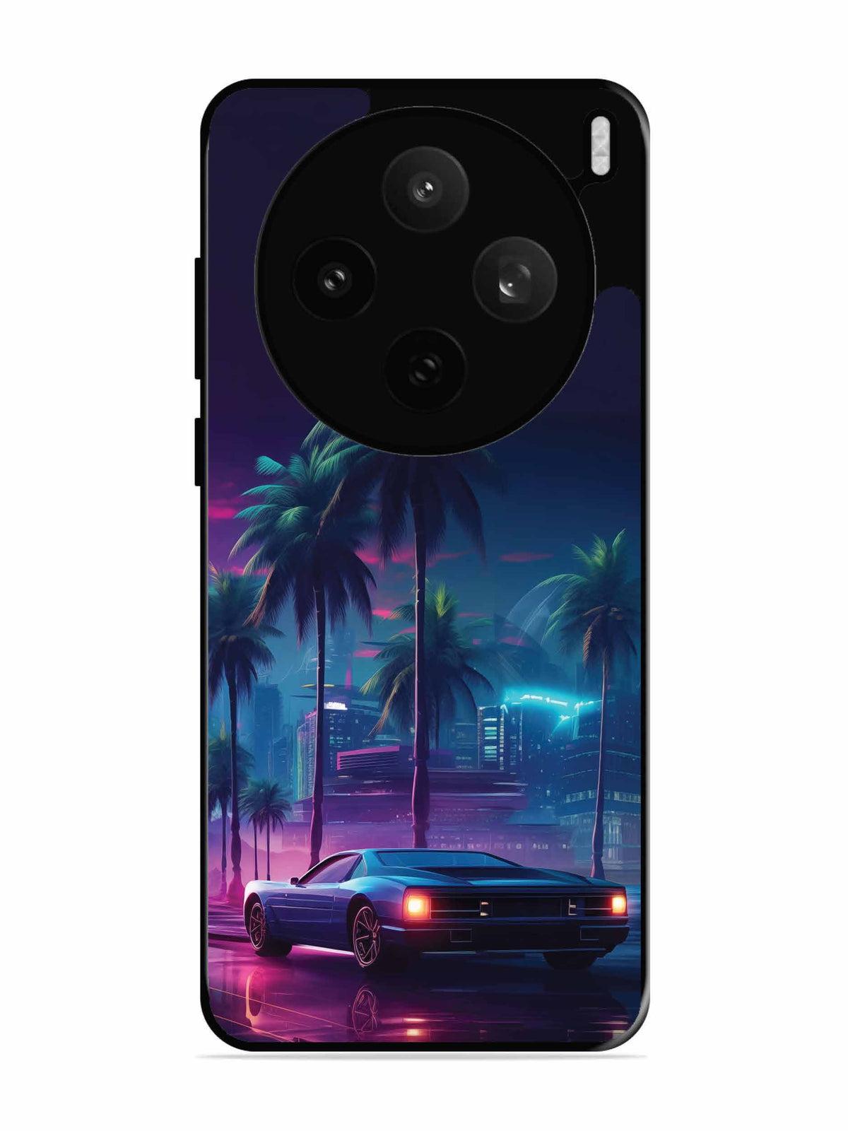Vivo X200t sunset-sports-car-city-palm-trees