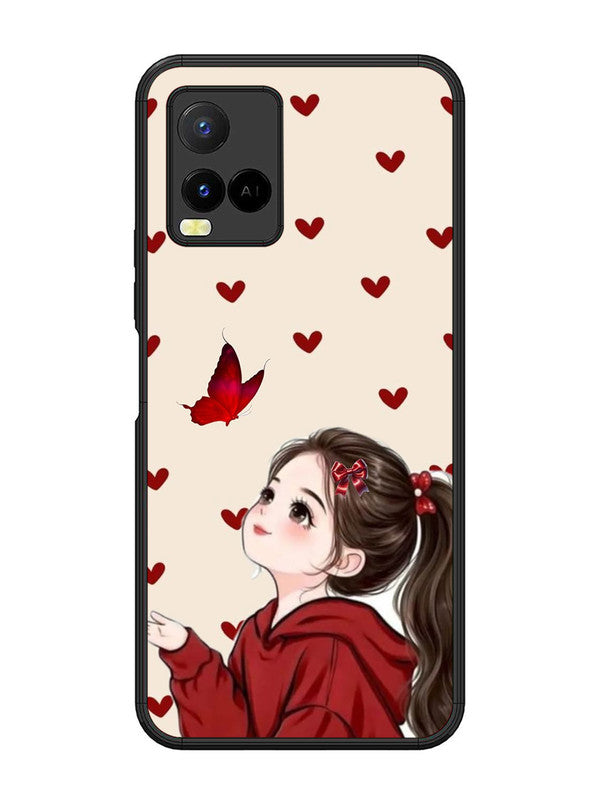 Vivo Y21 Beautiful girl with red butterfly