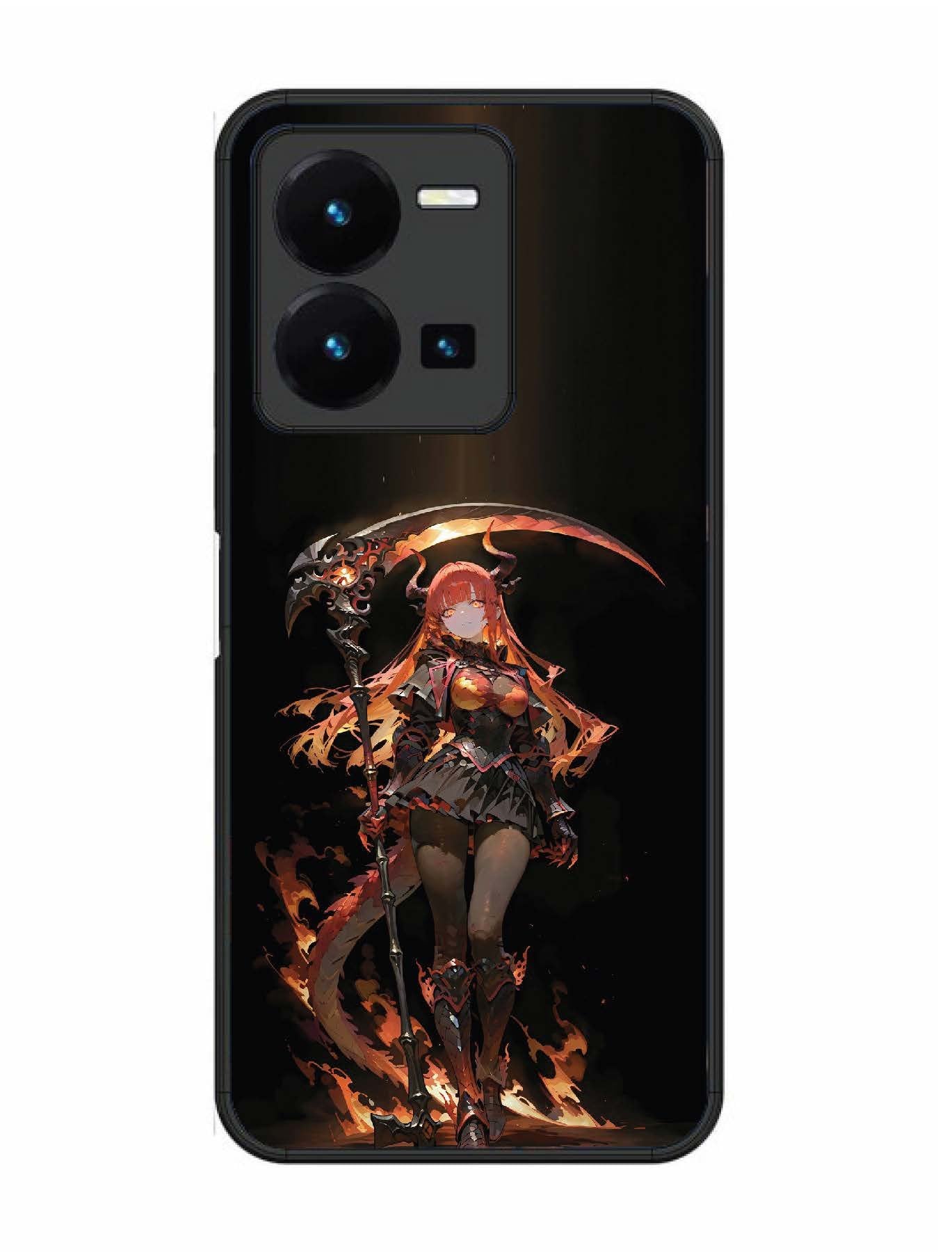 Vivo Y27 anime-girl-sycthe-red-hair-horn