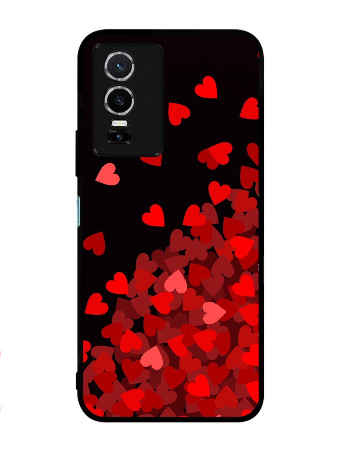 Vivo Y76 5G Red Hearts Black Background