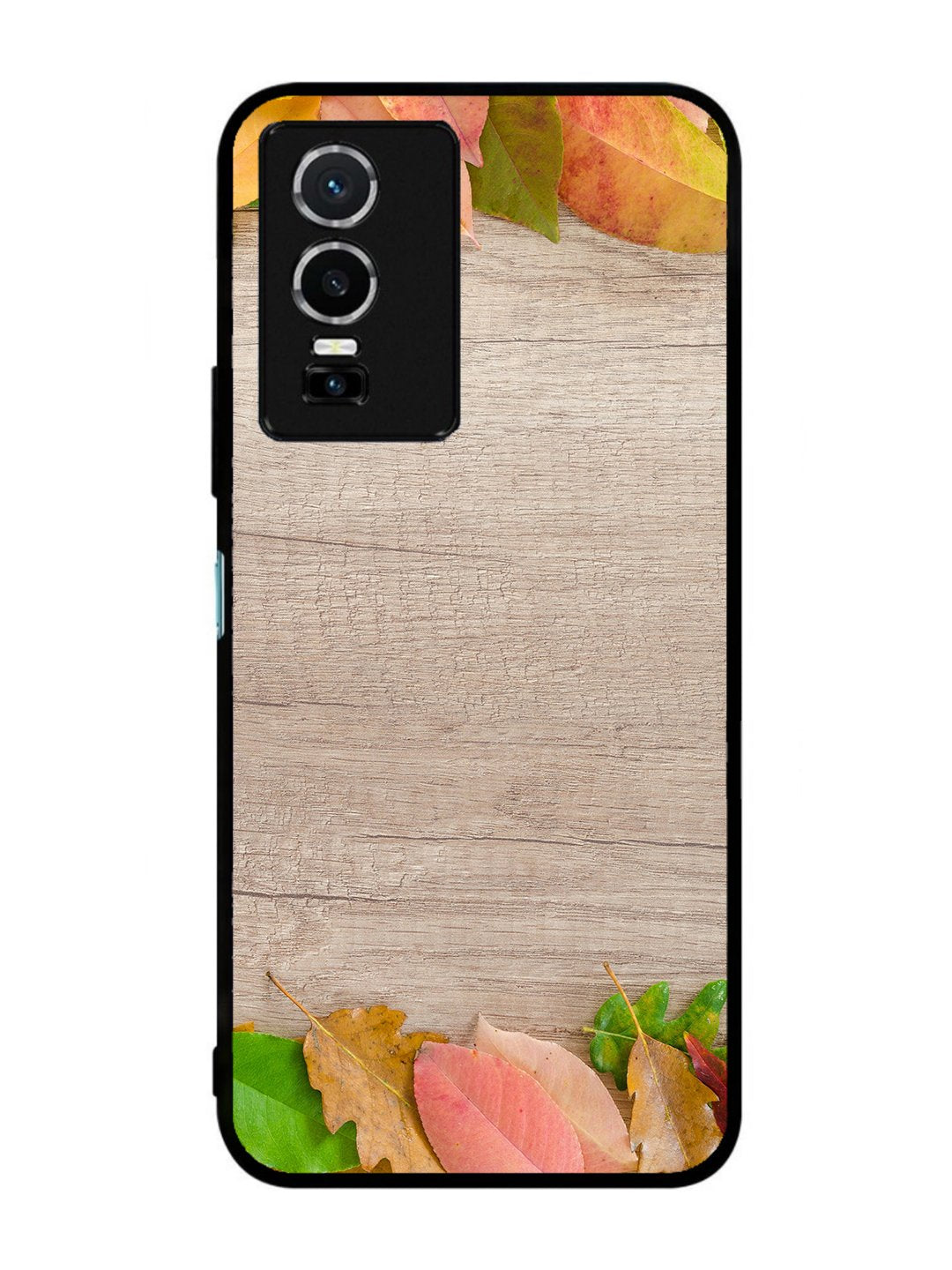 Vivo Y76 5G Autumn Leafs On Wooden Table