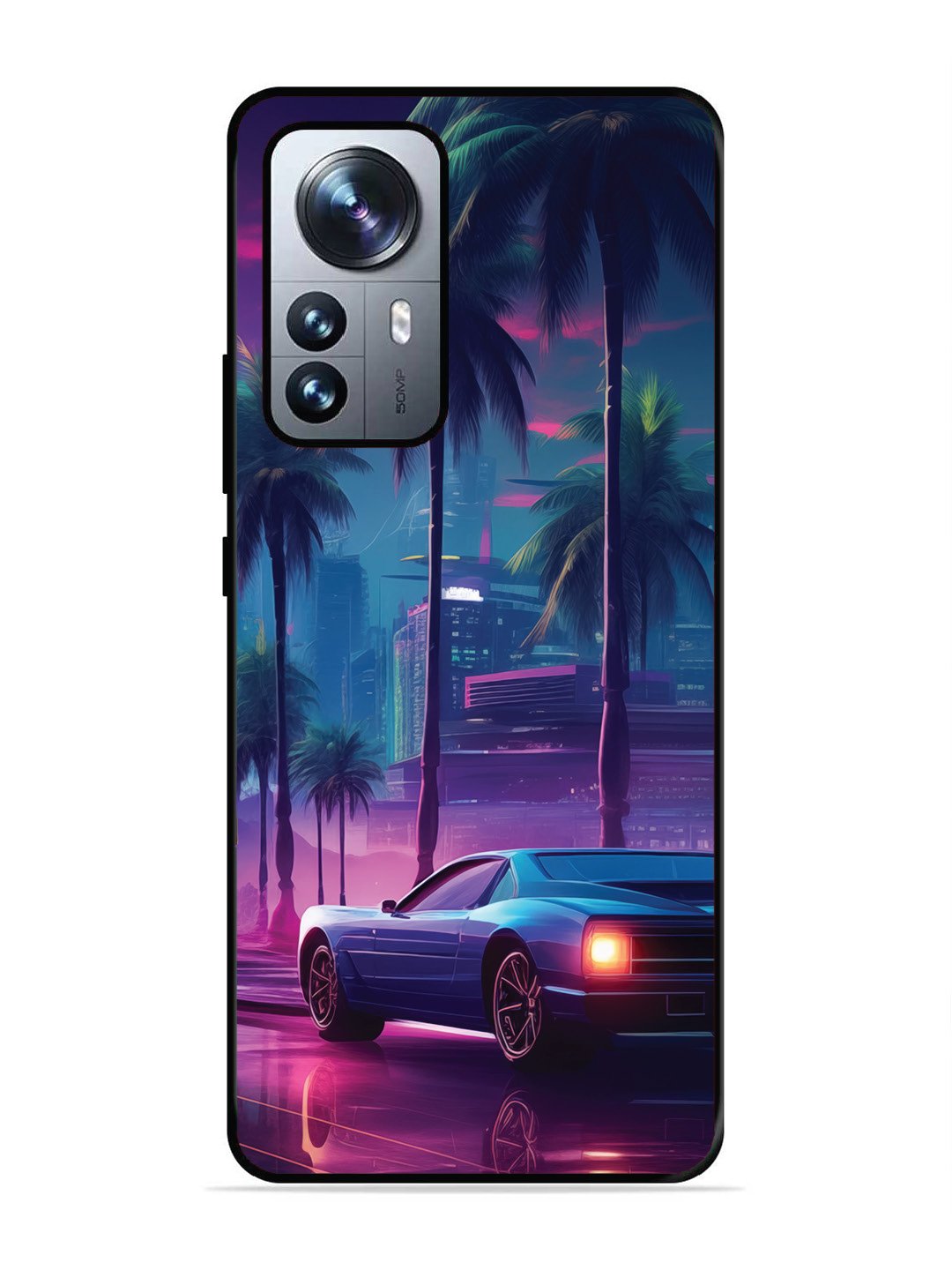 XIAOMI MI 12 PRO 5G sunset-sports-car-city-palm-trees