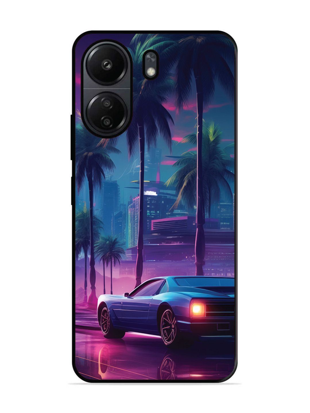 Xiaomi Redmi 13C 4G sunset-sports-car-city-palm-trees