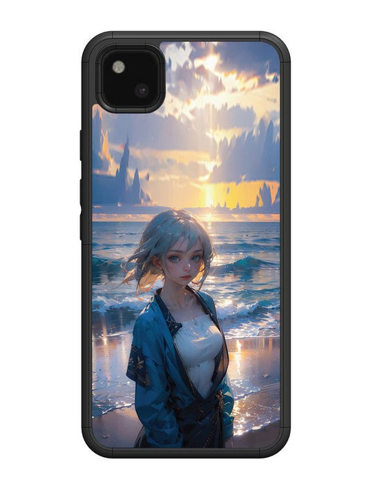 Google Pixel 4A Anime Girl Beach Ocean Waves