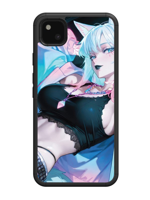 Google Pixel 4A anime girl fox headpohone white Hair