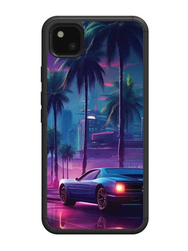 Google Pixel 4 xl sunset-sports-car-city-palm-trees