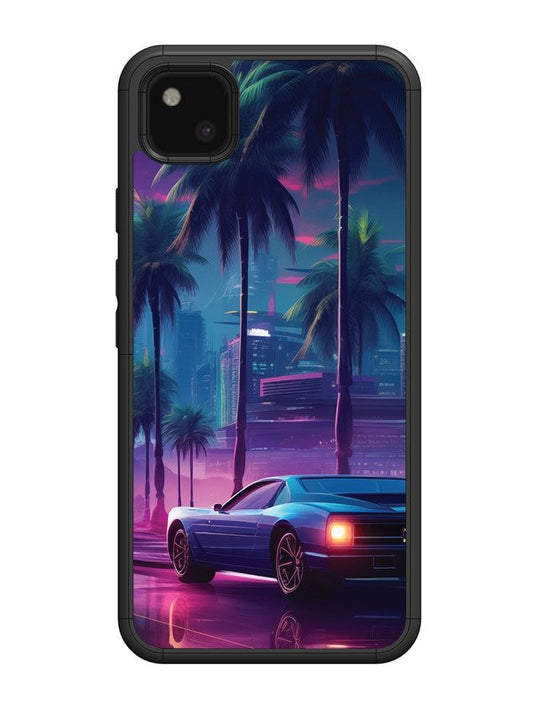 Google Pixel 4 xl sunset-sports-car-city-palm-trees