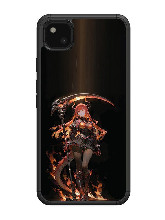 Google Pixel 4A anime-girl-sycthe-red-hair-horn