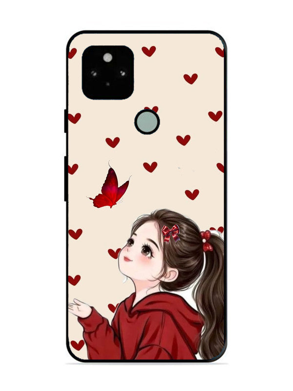 Google Pixel 5 Beautiful girl with red butterfly