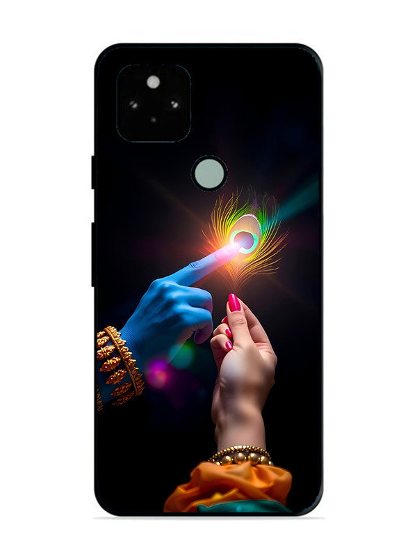 Google Pixel 5 | 2D Metal | Radha Krishna touching feather | GO-P5-454