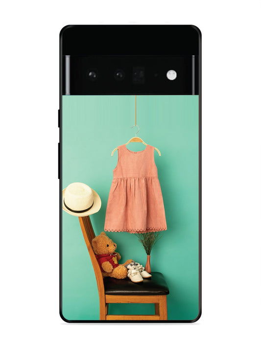 Google Pixel 6 Pro Trendy dress for girl near toy bear