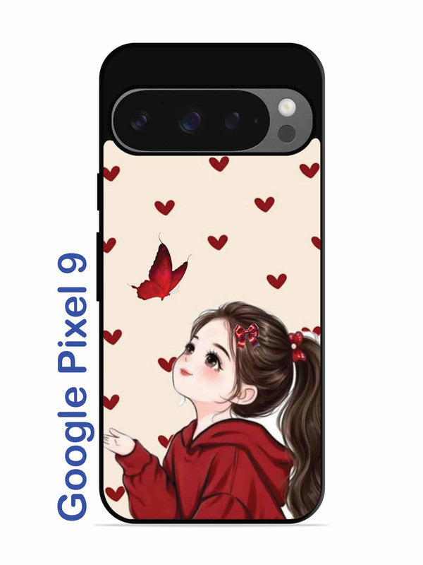 Google Pixel 9 Beautiful girl with red butterfly