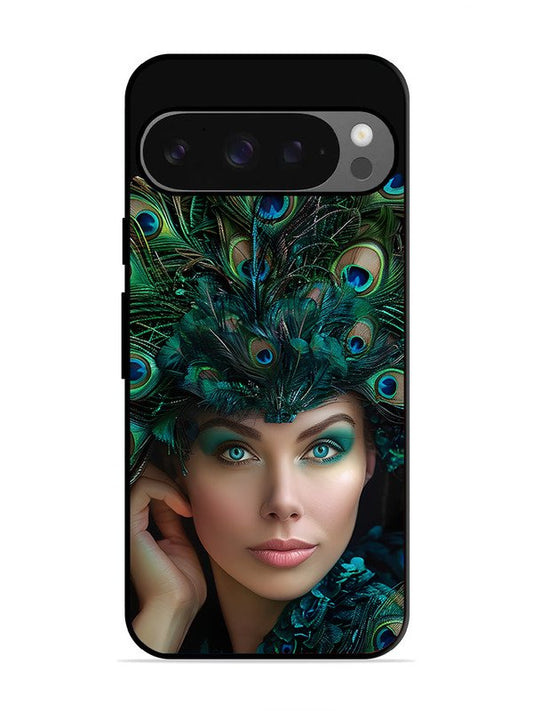 Google Pixel 9 Girl with peacock feather Crown