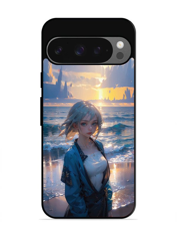 Google Pixel 9 Anime Girl Beach Ocean Waves