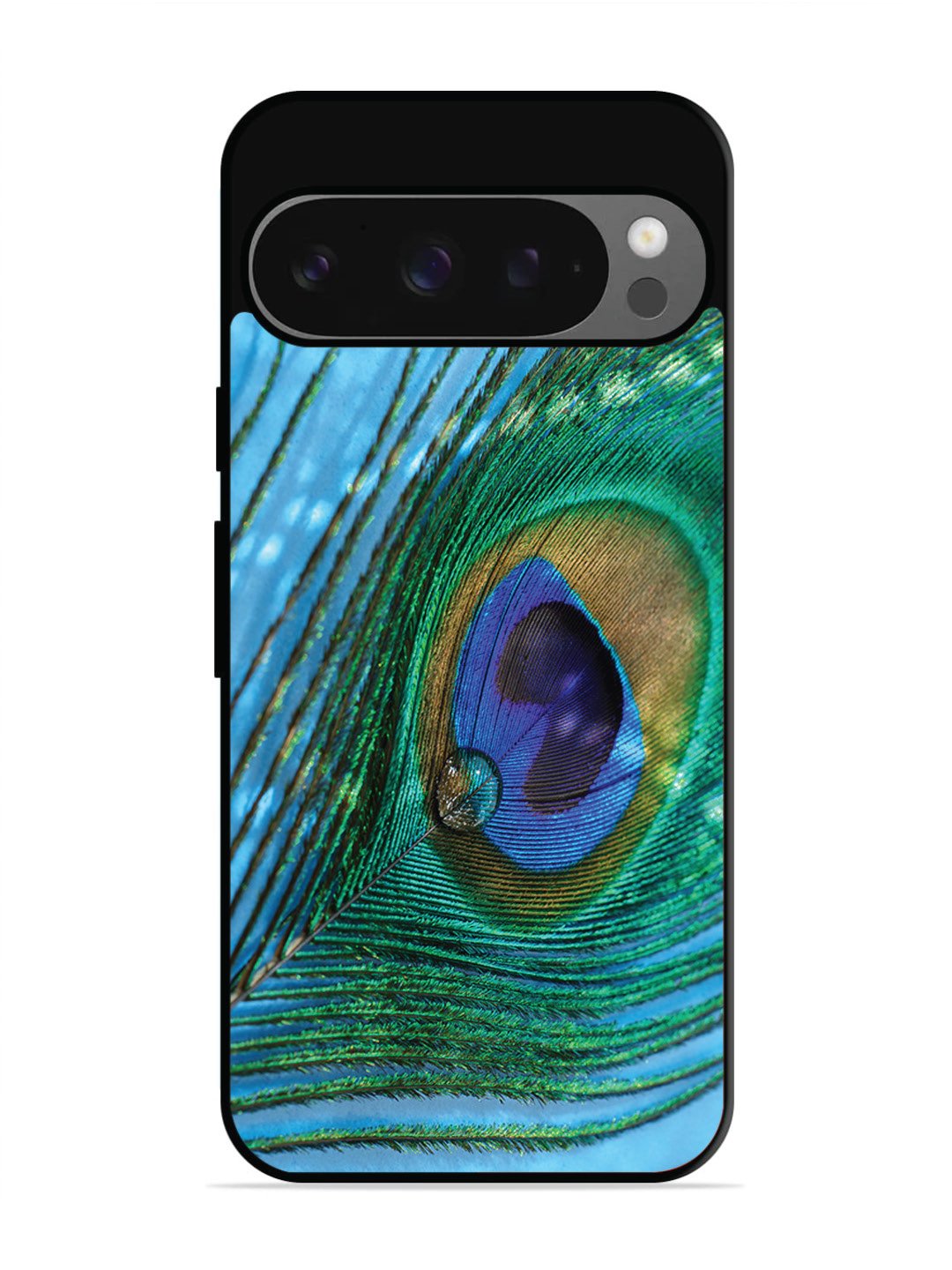 Google Pixel 9 Pro A drop on Peacock Feather