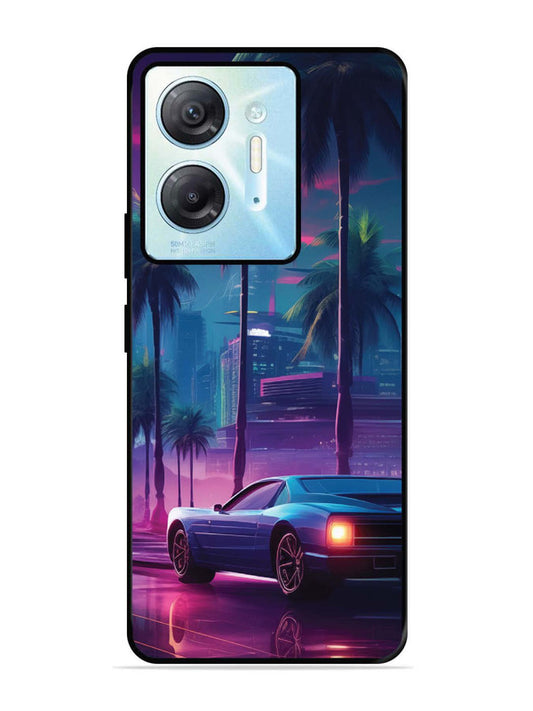 Infinix Hot 30 5G sunset-sports-car-city-palm-trees
