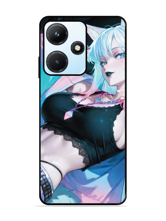 Infinix Hot 30i anime girl fox headpohone white Hair