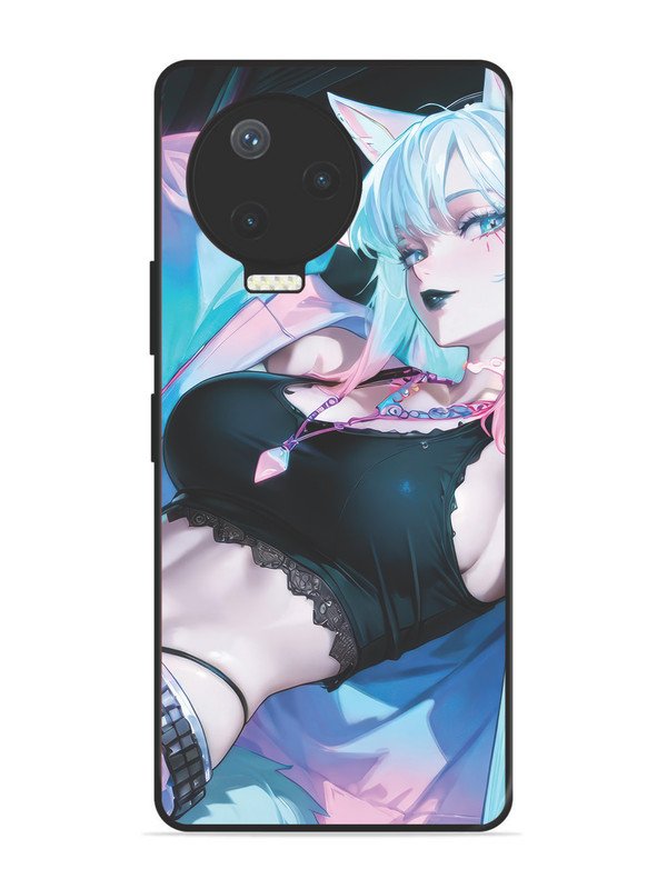 Infinix Note 12 Pro 4G anime girl fox headpohone white Hair