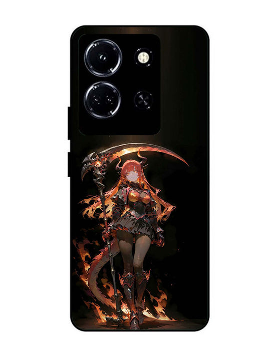 infinix note 30 5g anime-girl-sycthe-red-hair-horn