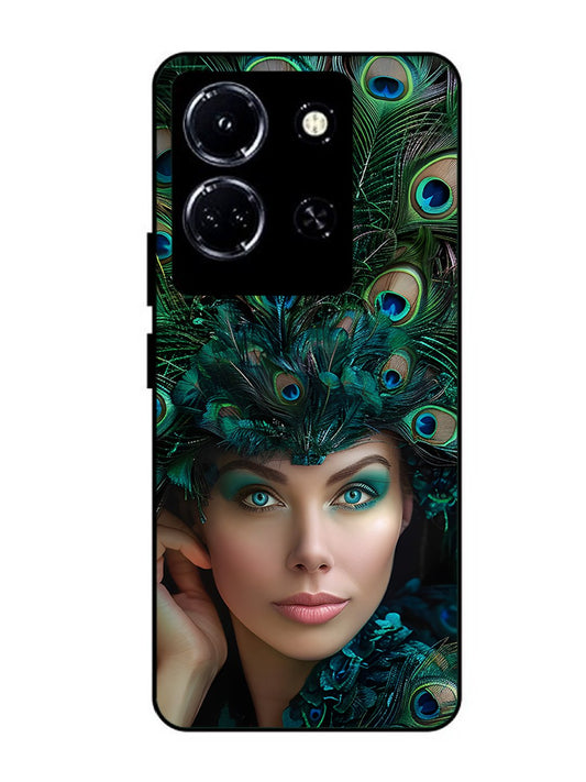 infinix note 30 5g Girl with peacock feather Crown