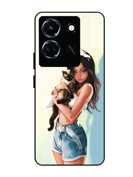 infinix note 30 5g Cute Girl with Cat