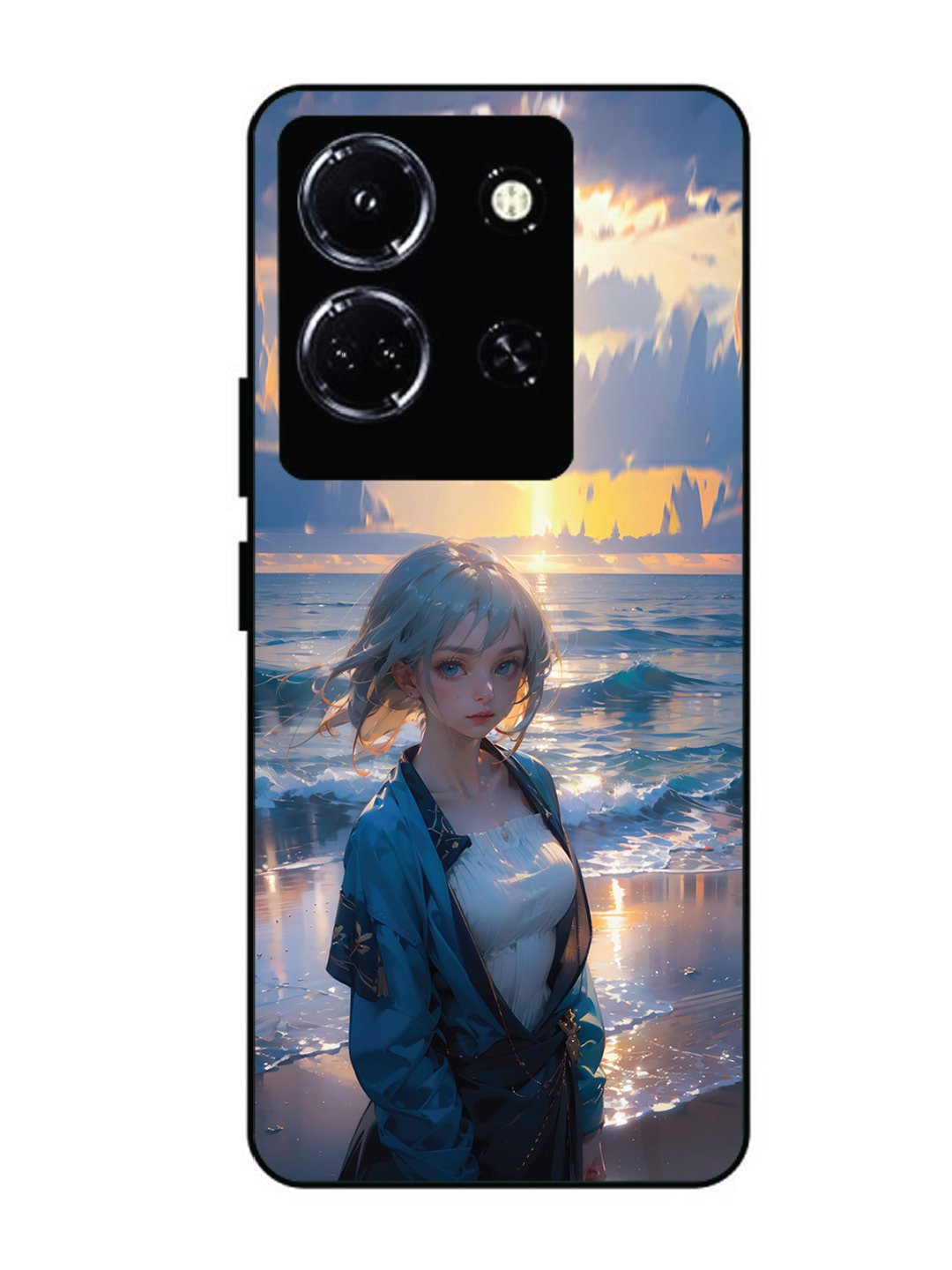infinix note 30 5g Anime Girl Beach Ocean Waves