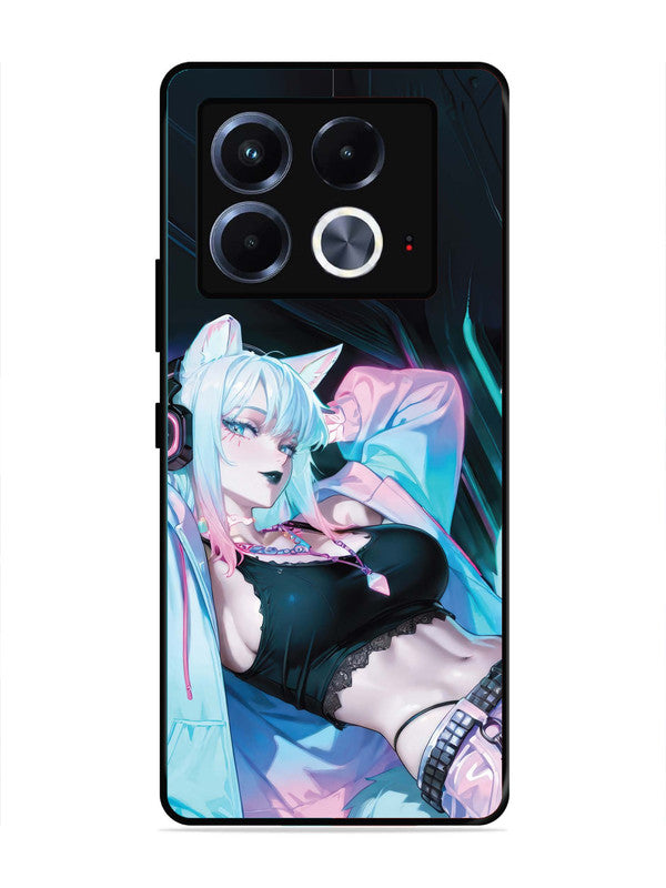 Infinix Note 40 5G anime girl fox headpohone white Hair