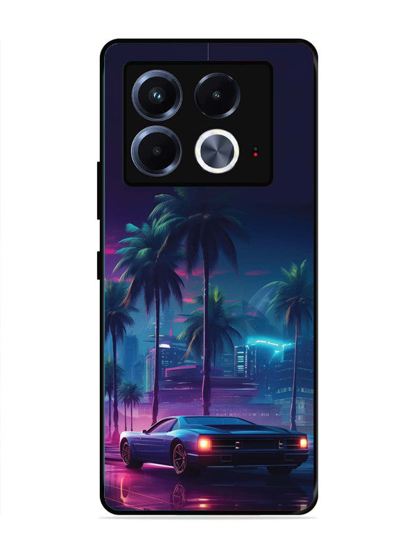 Infinix Note 40 5G sunset-sports-car-city-palm-trees