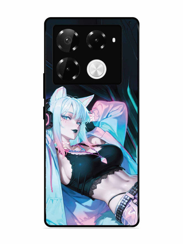 Infinix Note 40 Pro Plus 5G anime girl fox headpohone white Hair