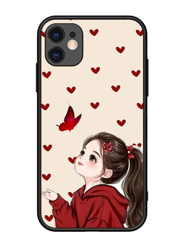 iPhone 11 Beautiful girl with red butterfly