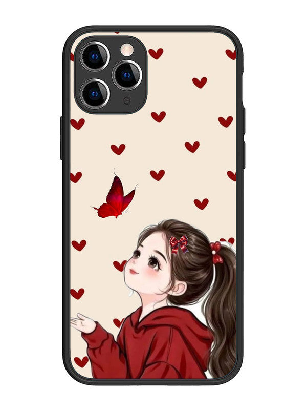 iPhone 11 Pro Beautiful girl with red butterfly