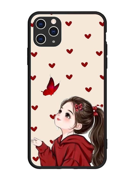 iPhone 11 Pro Max Beautiful girl with red butterfly