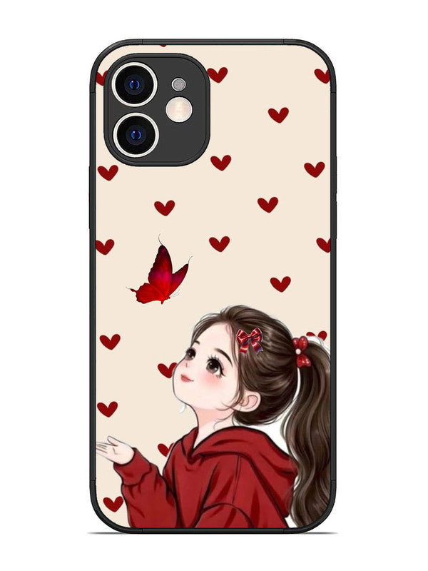 iPhone 12 Beautiful girl with red butterfly